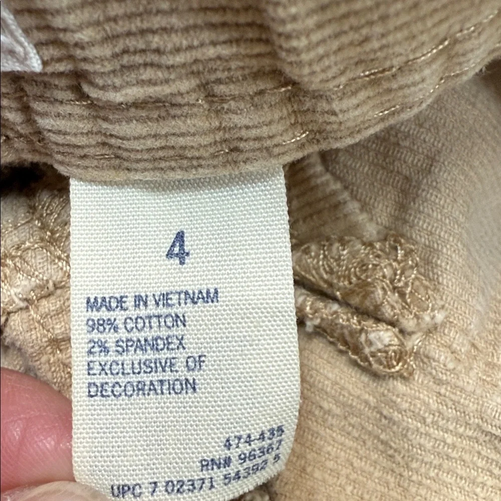 OshKosh B’gosh Girls Size 4 Tan Khaki Corduroy Pants Adjustable Waist